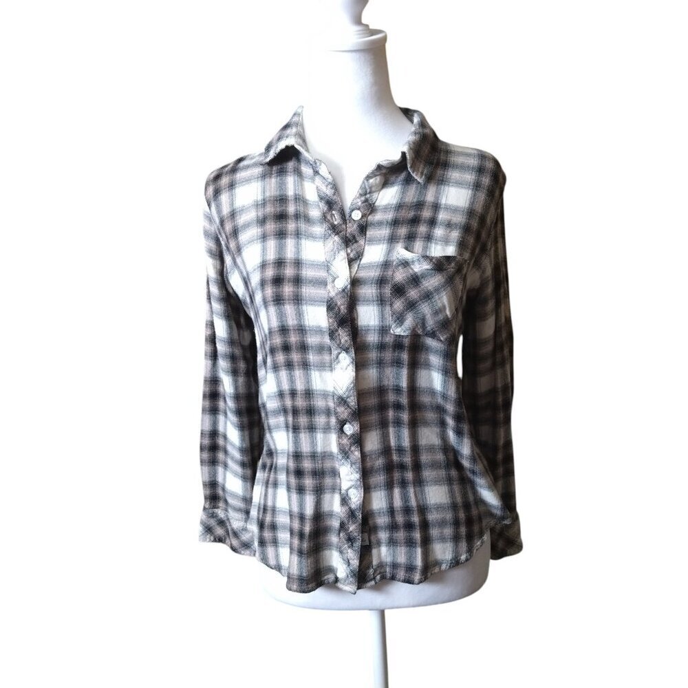 Rails Women's Medium Plaid Hunter Button Front Blouse Top Classic Soft Classic
